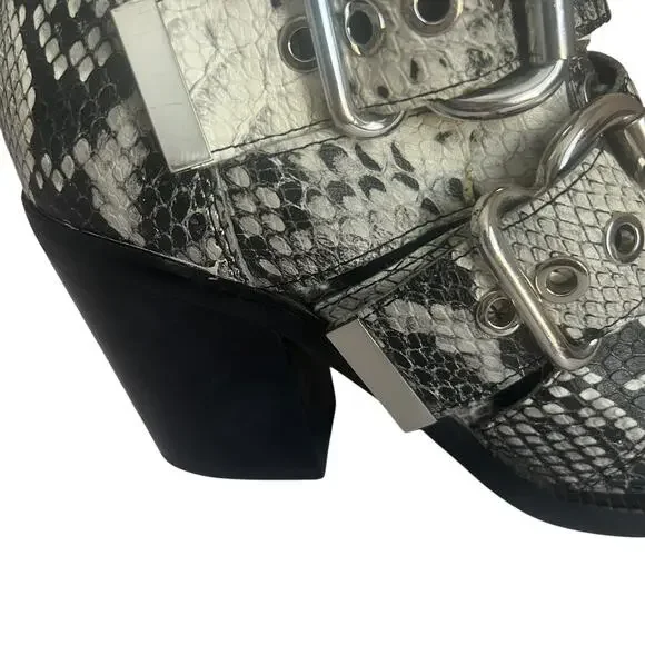 Jeffrey Campbell Caceres Buckle Snake Embossed Ankle Boots Size 6.5 - Picture 10 of 15